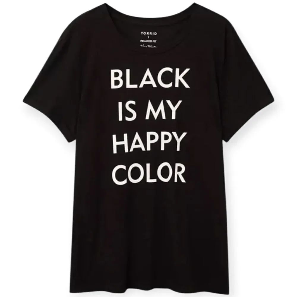 4X 26W Torrid Black Is My Happy Color Roll Cuff Tee Relaxed Fit Crew Tee Cotton